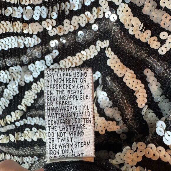 VTG 1990's Cache Women Stretch Knit Sleeveless Silver Sequin Top Size Medium - Picture 11 of 12